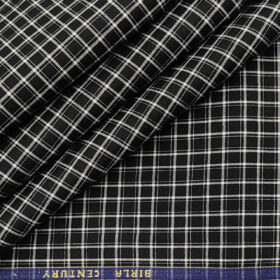 Birla Century Men's Cotton Checks 2 Meter Unstitched Shirting Fabric (Black & White)