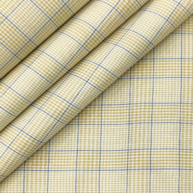 Birla Century Men's Cotton Checks 2 Meter Unstitched Shirting Fabric (Cream)