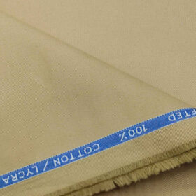 Burgoyne Men's Cotton Solids 1.50 Meter Unstitched Trouser Fabric (Sand Beige)