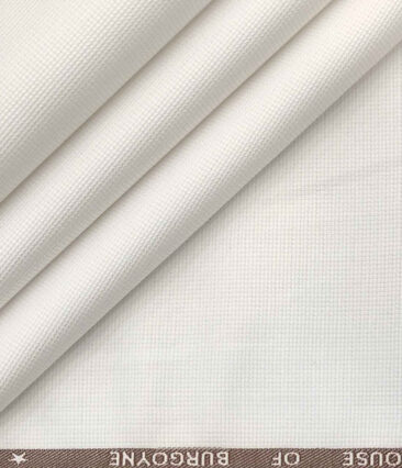 Burgoyne Men's Cotton Structured 1.50 Meter Unstitched Trouser Fabric (White)