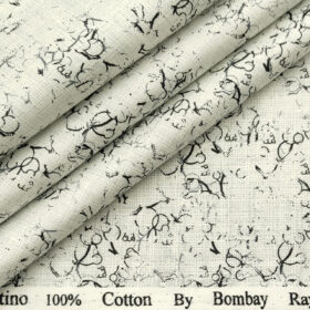 Bombay Rayon Men's Cotton Printed 2.25 Meter Unstitched Shirting Fabric (Grey)