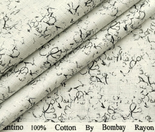 Bombay Rayon Men's Cotton Printed 2.25 Meter Unstitched Shirting Fabric (Grey)