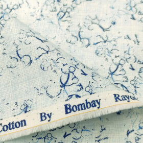 Bombay Rayon Men's Cotton Printed 2.25 Meter Unstitched Shirting Fabric (Sky Blue)