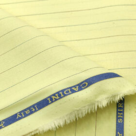 Cadini Men's Cotton Striped 2 Meter Unstitched Shirting Fabric (Banana Yellow)
