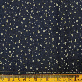 Cadini Men's Cotton Printed 2.25 Meter Unstitched Shirting Fabric (Dark Blue)