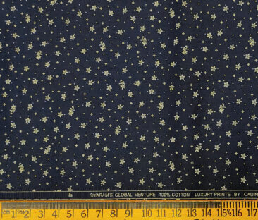 Cadini Men's Cotton Printed 2.25 Meter Unstitched Shirting Fabric (Dark Blue)