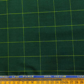 Cadini Men's Cotton Checks 2 Meter Unstitched Shirting Fabric (Dark Pine Green)