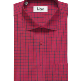 Cadini Men's Cotton Checks 2 Meter Unstitched Shirting Fabric (Hot Red)