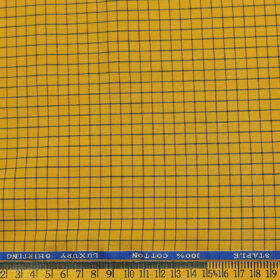 Cadini Men's Cotton Checks 2 Meter Unstitched Shirting Fabric (Medallion Yellow)