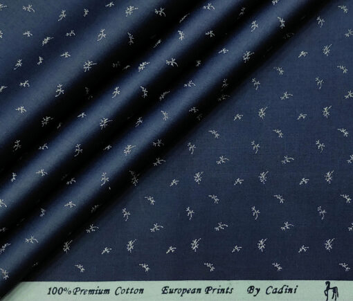 Cadini Men's Cotton Printed 2.25 Meter Unstitched Shirting Fabric (Royal Blue)
