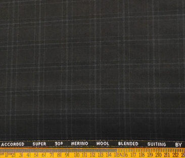 Cadini Men's Wool Checks Super 90's Unstitched Suiting Fabric (Black)