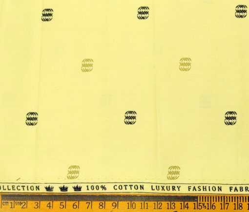 Donzito Men's Cotton Printed 2.25 Meter Unstitched Shirting Fabric (Lemon Yellow)