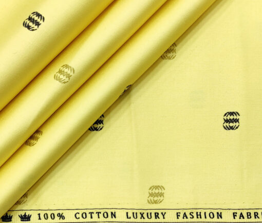 Donzito Men's Cotton Printed 2.25 Meter Unstitched Shirting Fabric (Lemon Yellow)
