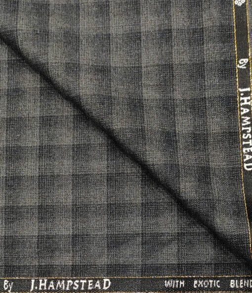 J.Hampstead Men's Wool Checks Super 90's Unstitched Suiting Fabric (Light Grey)