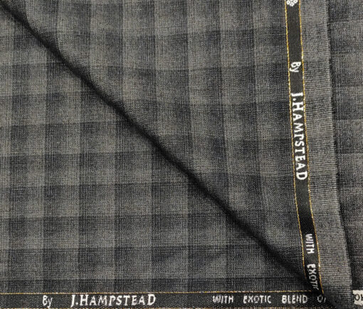 J.Hampstead Men's Wool Checks Super 90's Unstitched Suiting Fabric (Light Grey)