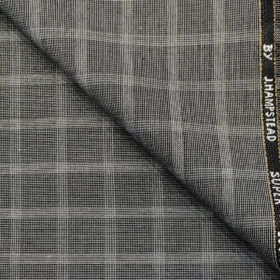 J.Hampstead Men's Wool Checks Super 100's 3 Meter Unstitched Suiting Fabric (Light Grey)