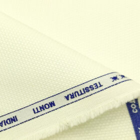 Tessitura Monti Men's Giza Cotton Structured 2 Meter Unstitched Shirting Fabric (Cream)