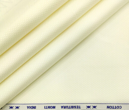 Tessitura Monti Men's Giza Cotton Structured 2 Meter Unstitched Shirting Fabric (Cream)