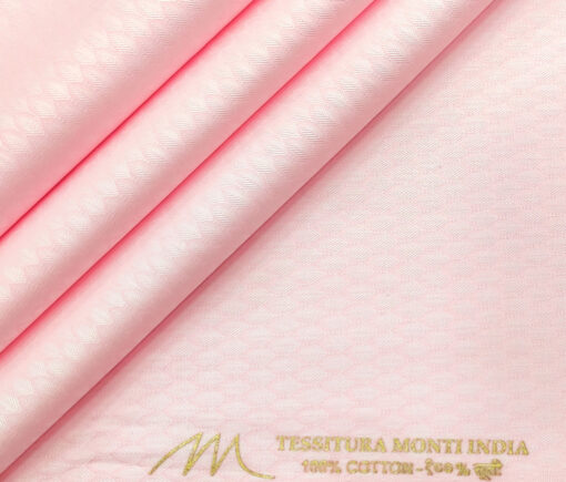 Tessitura Monti Men's Giza Cotton Structured 2 Meter Unstitched Shirting Fabric (Pink)