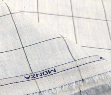 Monza Men's Cotton Modal Checks 2 Meter Unstitched Shirting Fabric (Light Blue)