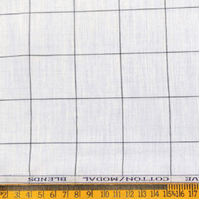 Monza Men's Cotton Modal Checks 2 Meter Unstitched Shirting Fabric (Light Blue)