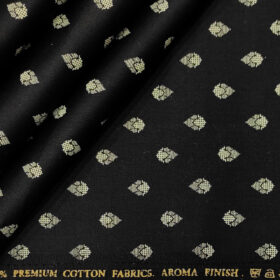 Nemesis Men's Cotton Printed 2.25 Meter Unstitched Shirting Fabric (Black & Beige)