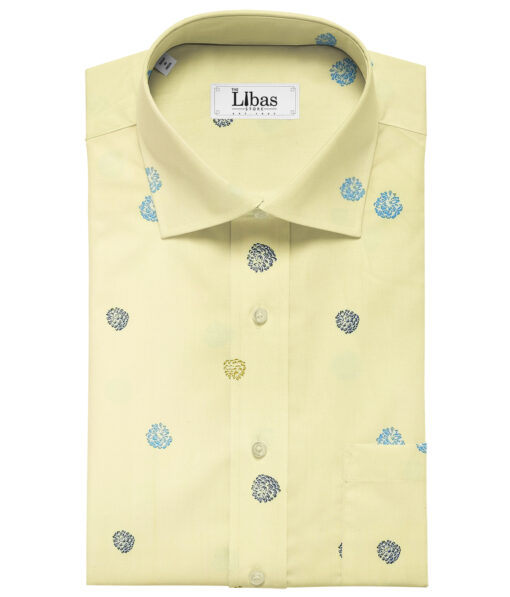Nemesis Men's Cotton Printed 2.25 Meter Unstitched Shirting Fabric (Daffodil Yellow)