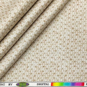 PEE GEE Men's Cotton Printed 2.25 Meter Unstitched Shirting Fabric (Beige and Light Brown)
