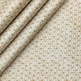 PEE GEE Men's Cotton Printed 2.25 Meter Unstitched Shirting Fabric (Beige and Light Brown)