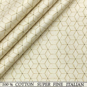 PEE GEE Men's Cotton Printed 2.25 Meter Unstitched Shirting Fabric (Cream)