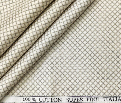 PEE GEE Men's Cotton Printed 2.25 Meter Unstitched Shirting Fabric (Cream and Beige)