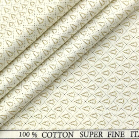 PEE GEE Men's Cotton Printed 2.25 Meter Unstitched Shirting Fabric (Milky White & Brown)