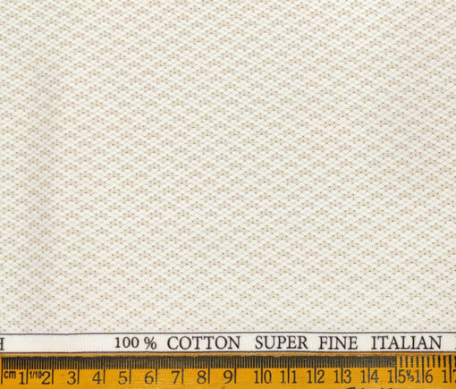 PEE GEE Men's Cotton Printed 2.25 Meter Unstitched Shirting Fabric (Milky White)