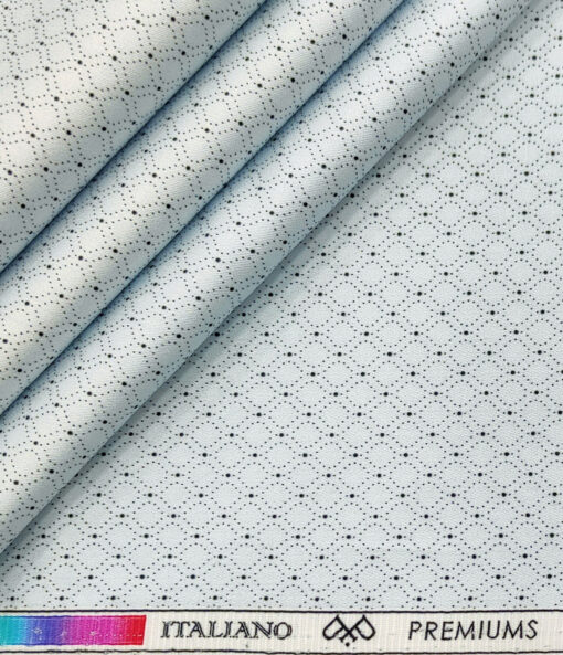 PEE GEE Men's Cotton Printed 2.25 Meter Unstitched Shirting Fabric (Sky Blue)