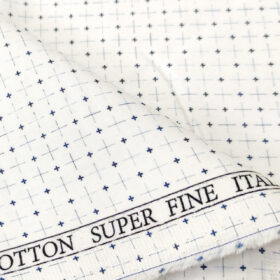 PEE GEE Men's Cotton Printed 2.25 Meter Unstitched Shirting Fabric (White)