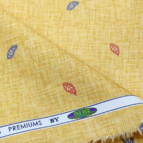 PEE GEE Men's Cotton Printed 2.25 Meter Unstitched Shirting Fabric (Yellow)
