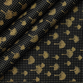 PEE GEE Men's Cotton Printed 2.25 Meter Unstitched Shirting Fabric (Black)