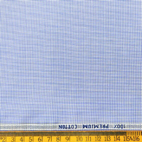 Raymond Men's Cotton Checks 2 Meter Unstitched Shirting Fabric (Blue)