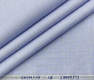 Raymond Men's Cotton Checks 2 Meter Unstitched Shirting Fabric (Blue)