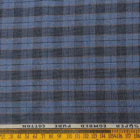 Raymond Men's Cotton Checks 1.50 Meter Unstitched Trouser Fabric (Light blue )