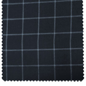 Raymond Men's Cotton Checks 1.50 Meter Unstitched Trouser Fabric (Dark Blue)