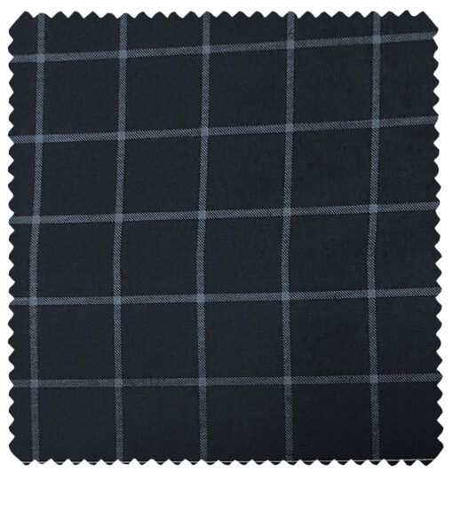 Raymond Men's Cotton Checks 1.50 Meter Unstitched Trouser Fabric (Dark Blue)