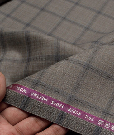Raymond Men's Wool Checks Super 120's Unstitched Suiting Fabric (Light Brown) - Image 2