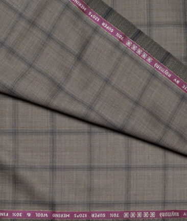 Raymond Men's Wool Checks Super 120's Unstitched Suiting Fabric (Light Brown) - Image 3