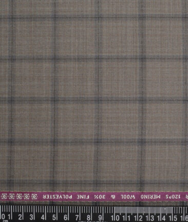 Raymond Men's Wool Checks Super 120's Unstitched Suiting Fabric (Light Brown) - Image 4
