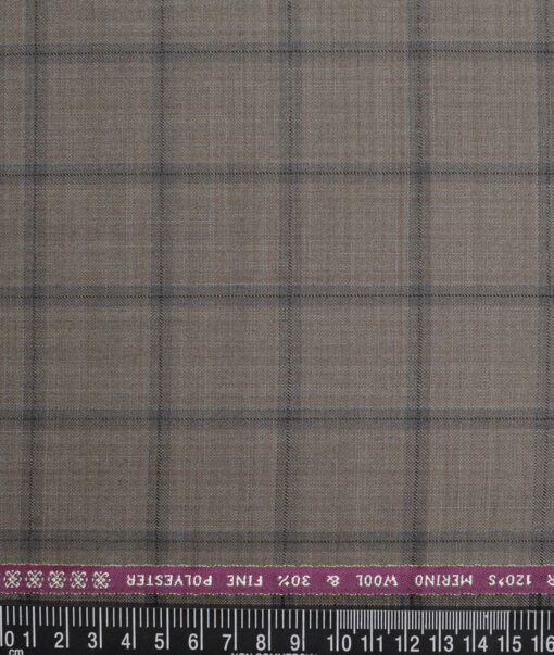 Raymond Men's Wool Checks Super 120's Unstitched Suiting Fabric (Light Brown) - Image 4