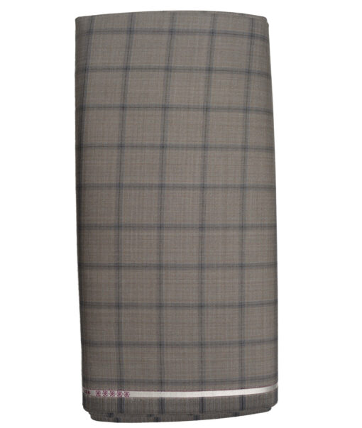 Raymond Men's Wool Checks Super 120's Unstitched Suiting Fabric (Light Brown) - Image 5