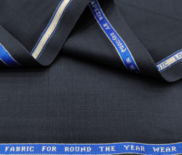 Raymond Men's Wool Solids 3.75 Meter Unstitched Suiting Fabric (Dark Navy Blue)