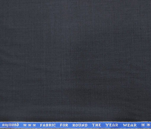 Raymond Men's Wool Solids 3.75 Meter Unstitched Suiting Fabric (Dark Navy Blue)