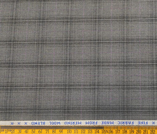 Raymond Men's Wool Checks 3.75 Meter Unstitched Suiting Fabric (Worsted Grey)